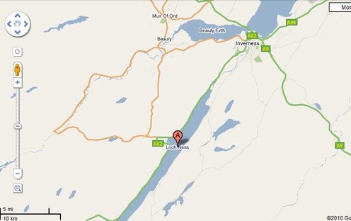 Google map of Loch Ness